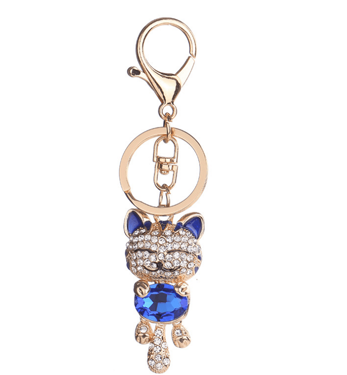 Empire of LaTz 0 Fashion Enamel Lucky Cat Crystal Keychain Alloy Keyring For Women Party Gift Key chains