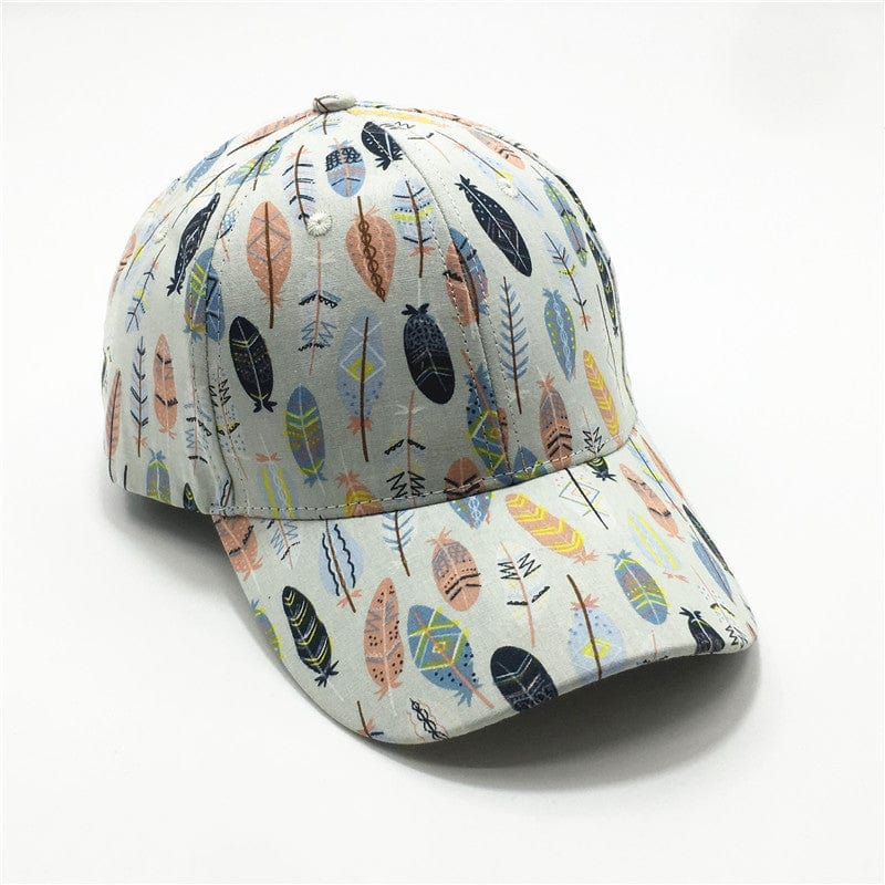 Empire of LaTz 0 GreyBlue / Onesize Women's Fashion Leaf Print Baseball Cap