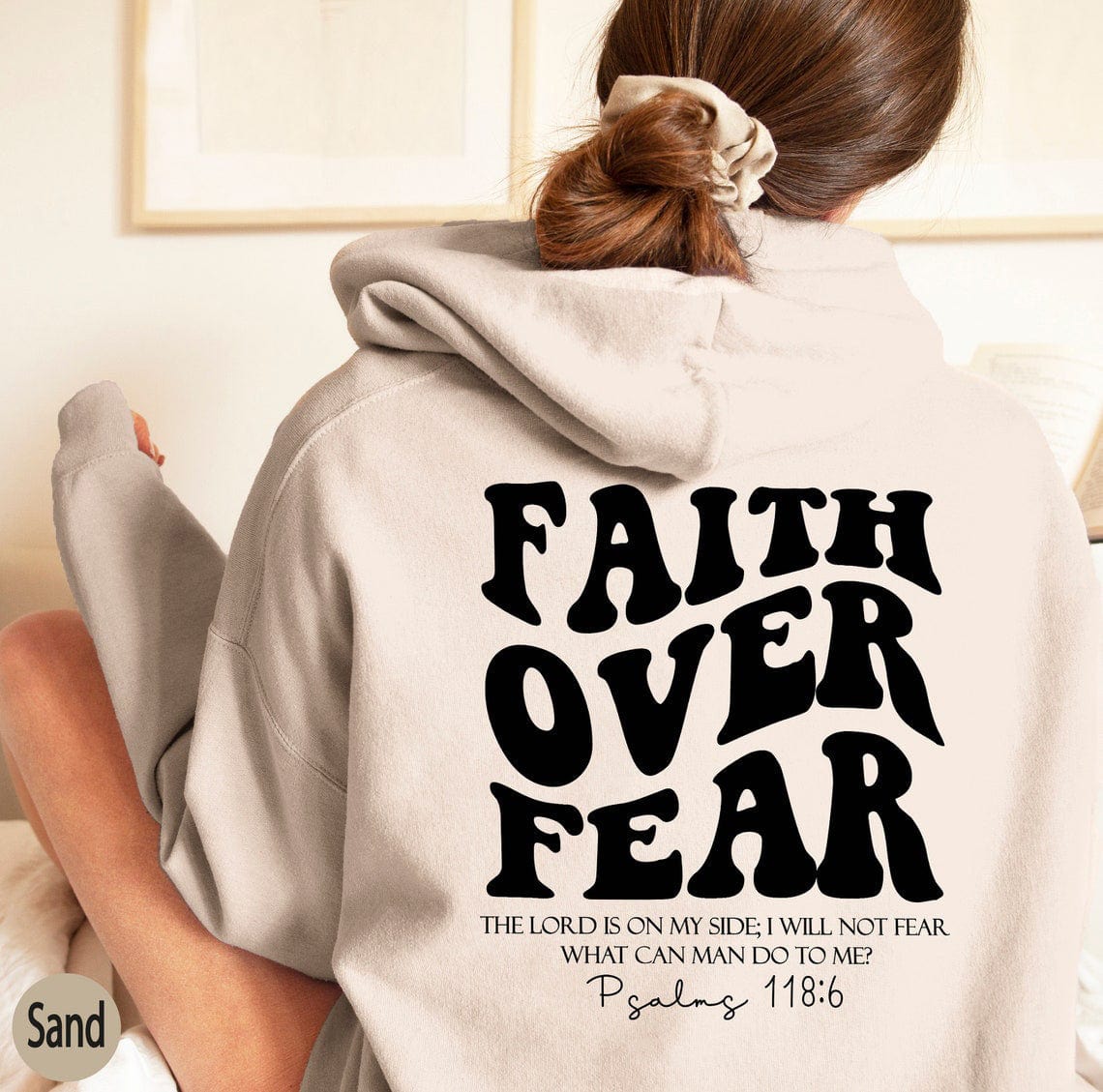 Empire of LaTz Apricot / 2XL Faith Over Fear Sweatshirt,Christian Shirt,Bible Verse Hoodi