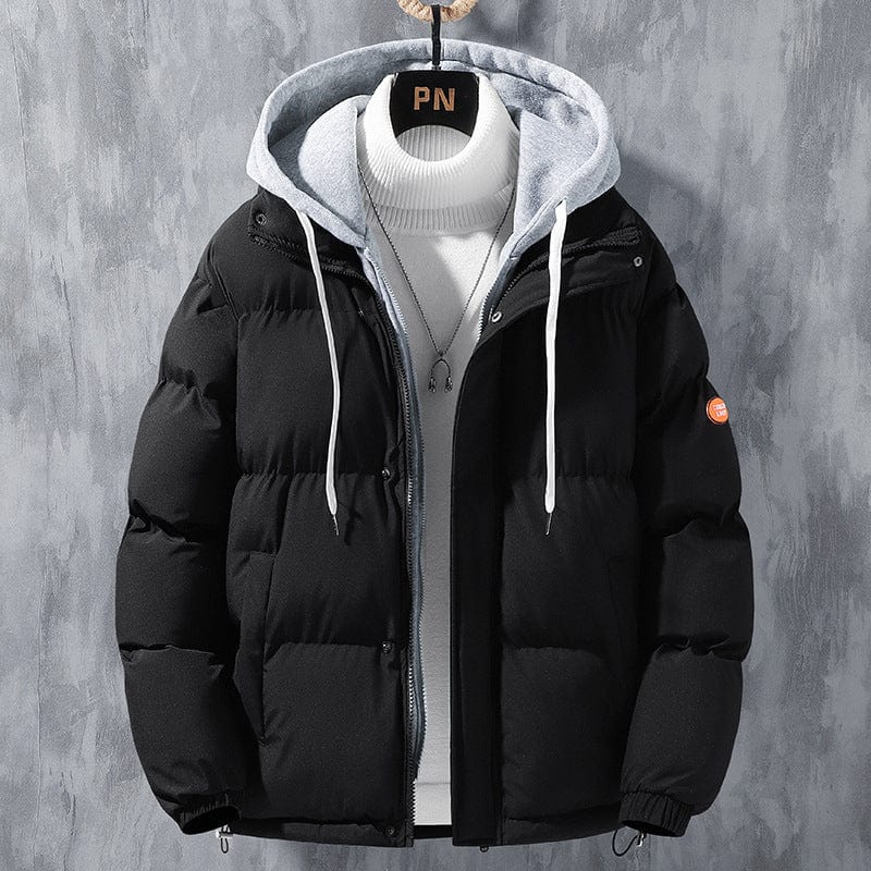 Premium Fashion Hooded Jacket Men Winter Windproof Thickened Fake Two-piece Coat Solid Leisure Sports Cotton Jacket -  from Empire of LaTz - Only £25! Explore at Empire of LaTz