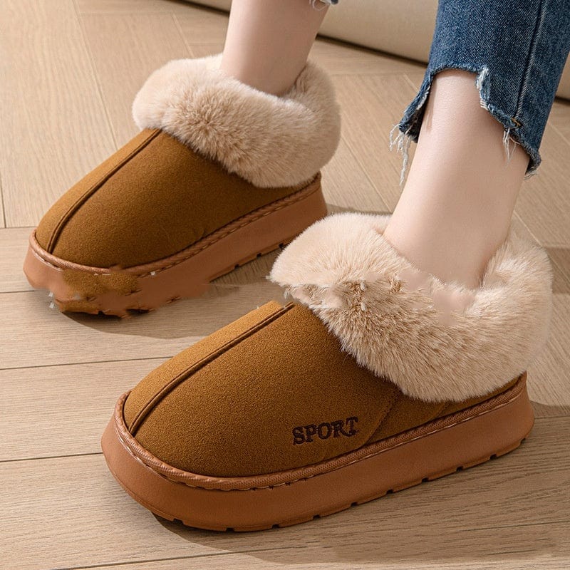 Empire of LaTz Brown / 36to37 Cozy Plush Soft Slippers Shoes For Women Non-Slip Platform Shoes With Faux Fur Lining Mute Sole And Comfortable Fit For Indoor Wear