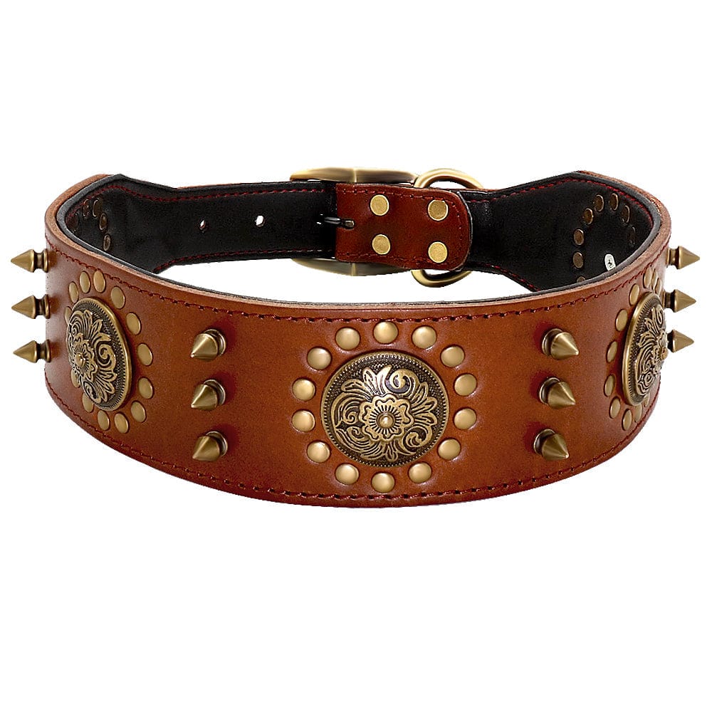 Empire of LaTz Brown / L Studded Dog Collar Large Dog Anti-Bite Stud Dog Collar