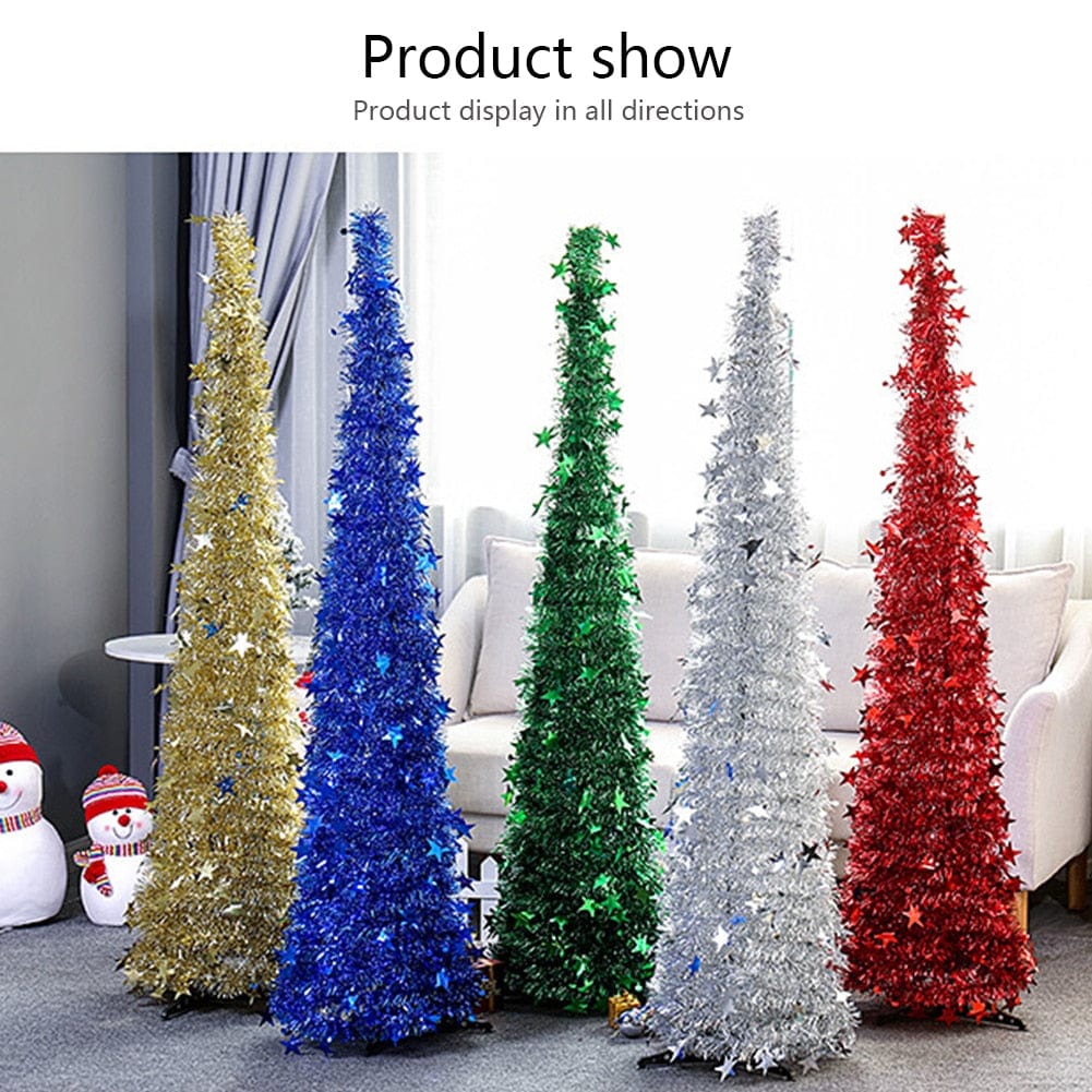 Premium Artificial Tinsel Pop Up Christmas Tree with Stand Gorgeous Collapsible Artificial Christmas Tree for Christmas Decorations - Christmas Decoration from Empire of LaTz - Only £25.50! Explore at Empire of LaTz