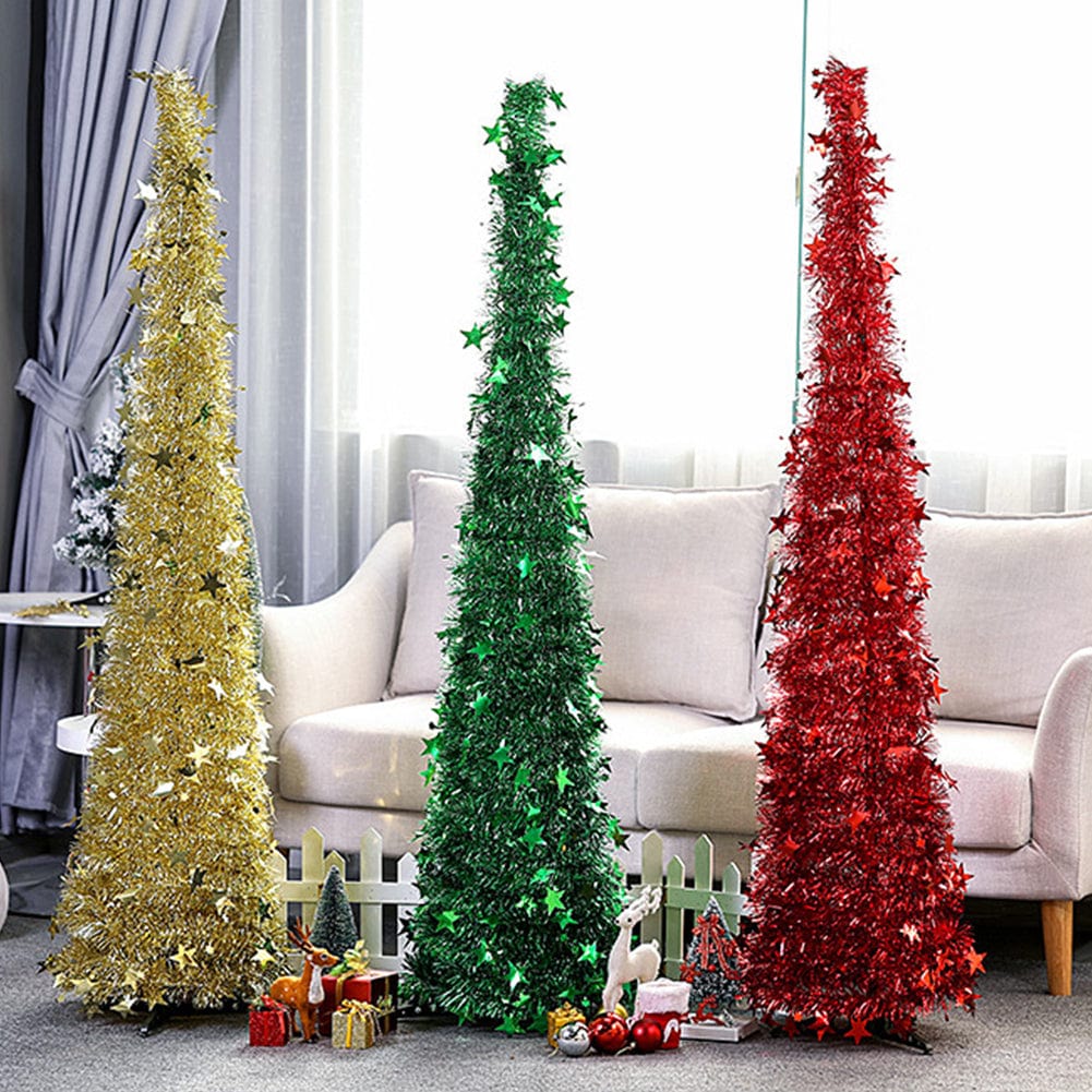 Premium Artificial Tinsel Pop Up Christmas Tree with Stand Gorgeous Collapsible Artificial Christmas Tree for Christmas Decorations - Christmas Decoration from Empire of LaTz - Only £25.50! Explore at Empire of LaTz