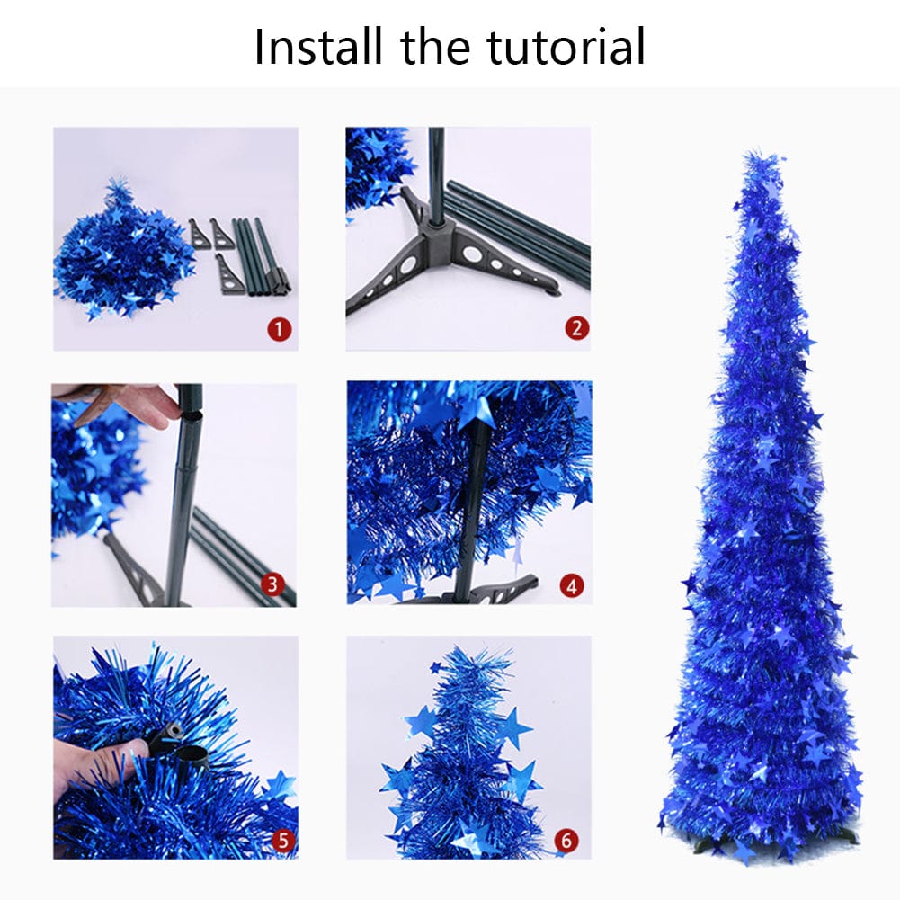 Premium Artificial Tinsel Pop Up Christmas Tree with Stand Gorgeous Collapsible Artificial Christmas Tree for Christmas Decorations - Christmas Decoration from Empire of LaTz - Only £25.50! Explore at Empire of LaTz