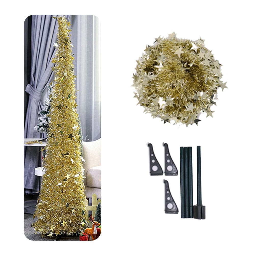 Premium Artificial Tinsel Pop Up Christmas Tree with Stand Gorgeous Collapsible Artificial Christmas Tree for Christmas Decorations - Christmas Decoration from Empire of LaTz - Only £25.50! Explore at Empire of LaTz