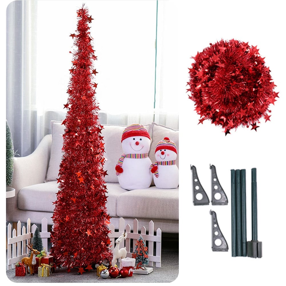 Premium Artificial Tinsel Pop Up Christmas Tree with Stand Gorgeous Collapsible Artificial Christmas Tree for Christmas Decorations - Christmas Decoration from Empire of LaTz - Only £25.50! Explore at Empire of LaTz