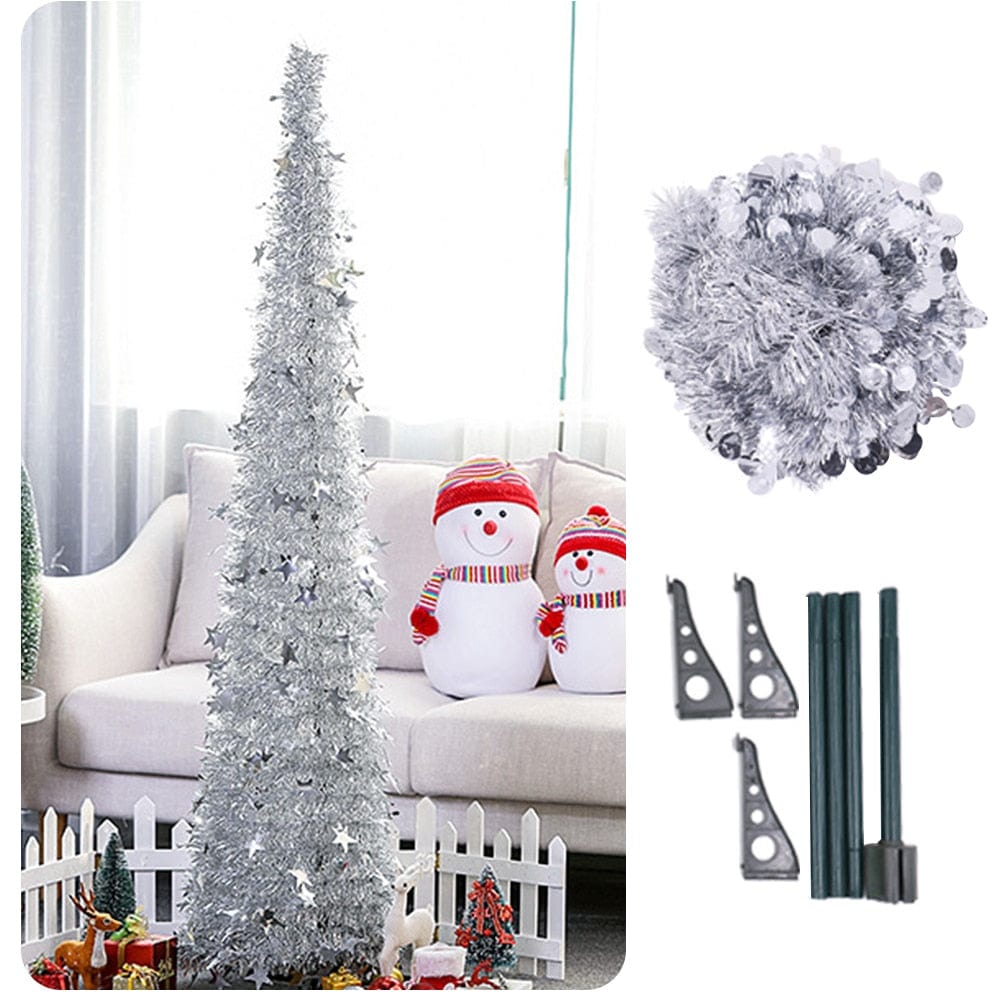 Premium Artificial Tinsel Pop Up Christmas Tree with Stand Gorgeous Collapsible Artificial Christmas Tree for Christmas Decorations - Christmas Decoration from Empire of LaTz - Only £25.50! Explore at Empire of LaTz