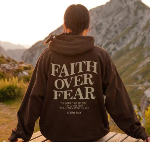 Empire of LaTz Coffee / 2XL Faith Over Fear Sweatshirt,Christian Shirt,Bible Verse Hoodi