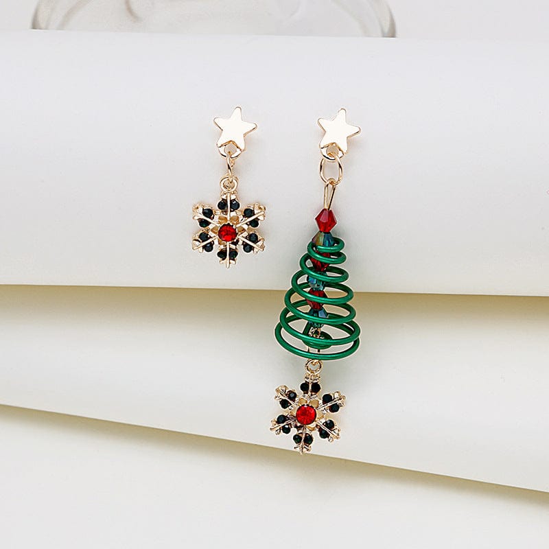 Premium Creative Asymmetric Spiral Christmas Tree Pendant Stud Earrings -  from Empire of LaTz - Only £7! Explore at Empire of LaTz