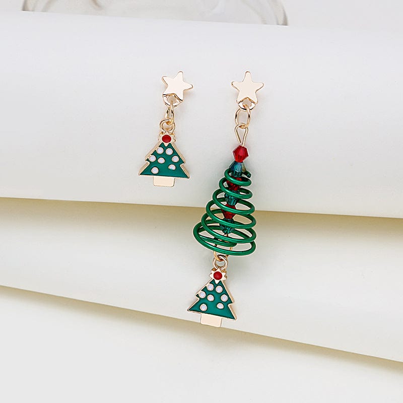 Premium Creative Asymmetric Spiral Christmas Tree Pendant Stud Earrings -  from Empire of LaTz - Only £7! Explore at Empire of LaTz