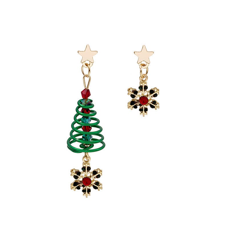 Premium Creative Asymmetric Spiral Christmas Tree Pendant Stud Earrings -  from Empire of LaTz - Only £7! Explore at Empire of LaTz