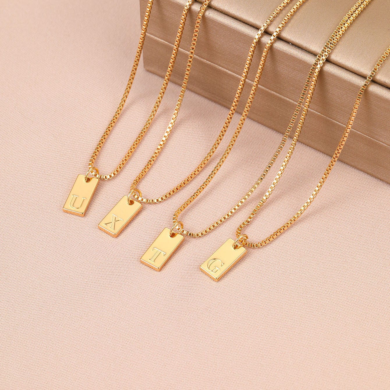 Premium English Letter Necklace Creative Box Chain English Letter Square Pendant Clavicle Chain -  from Empire of LaTz - Only £10! Explore at Empire of LaTz