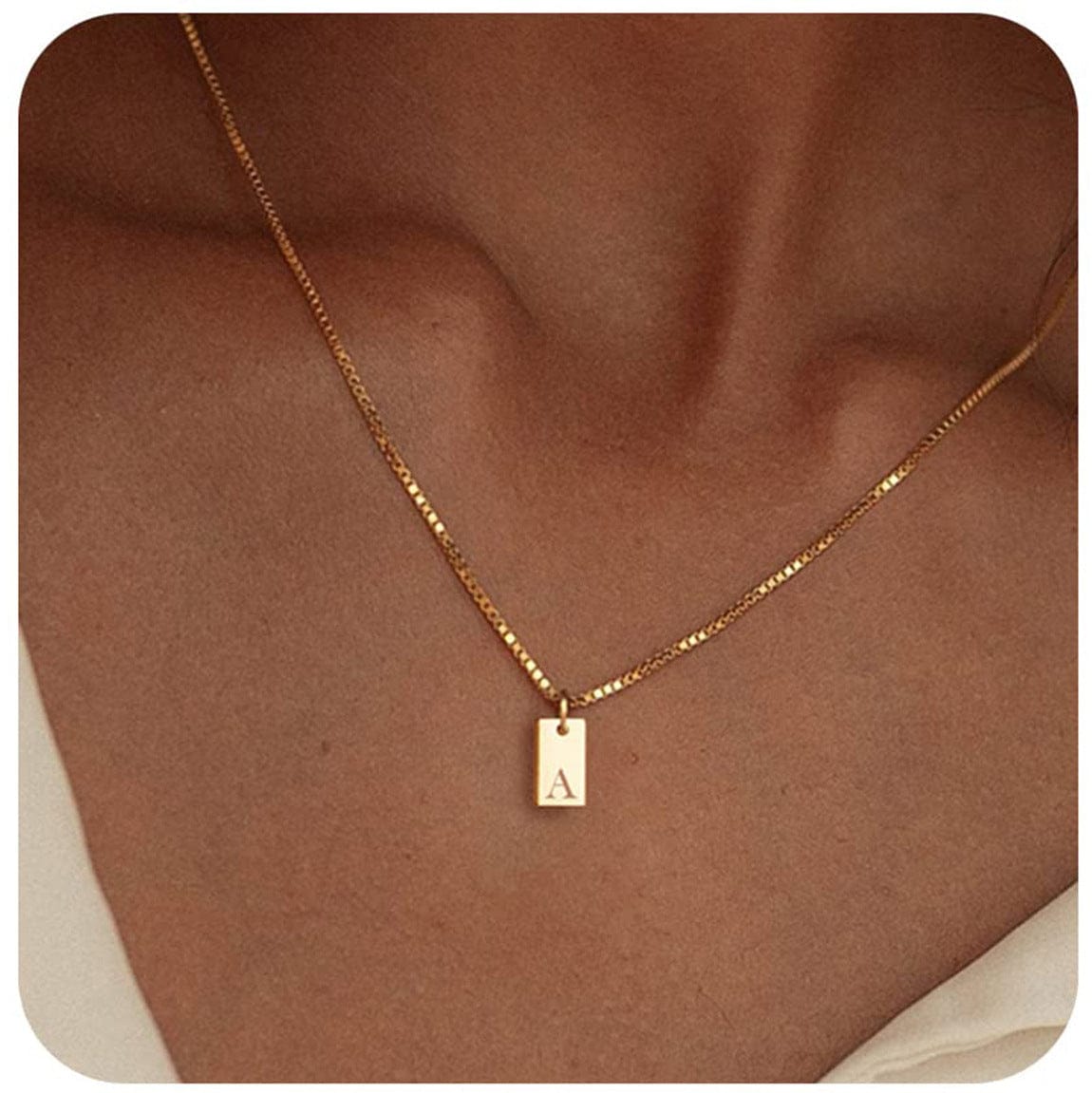 Premium English Letter Necklace Creative Box Chain English Letter Square Pendant Clavicle Chain -  from Empire of LaTz - Only £10! Explore at Empire of LaTz