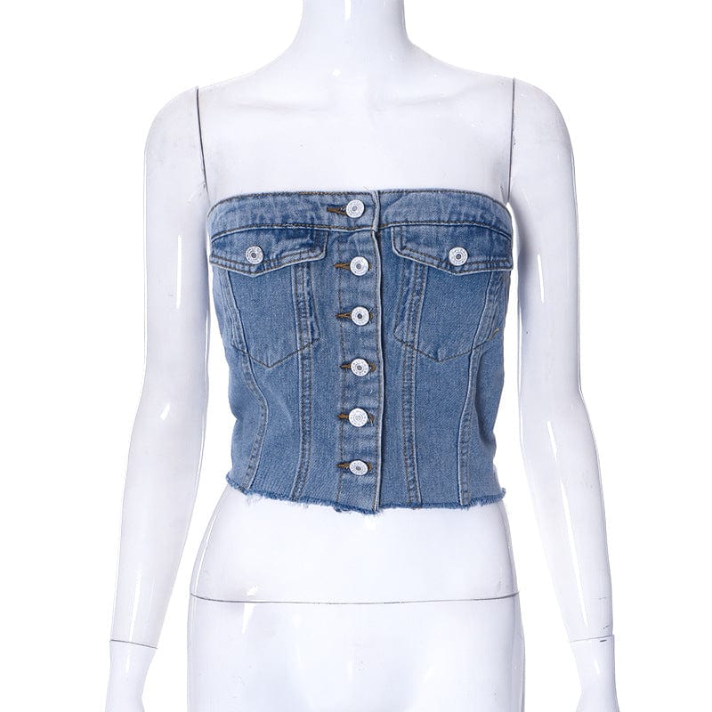 Premium Fashion Denim Button Tank-top Women -  from Empire of LaTz - Only £16.99! Explore at Empire of LaTz