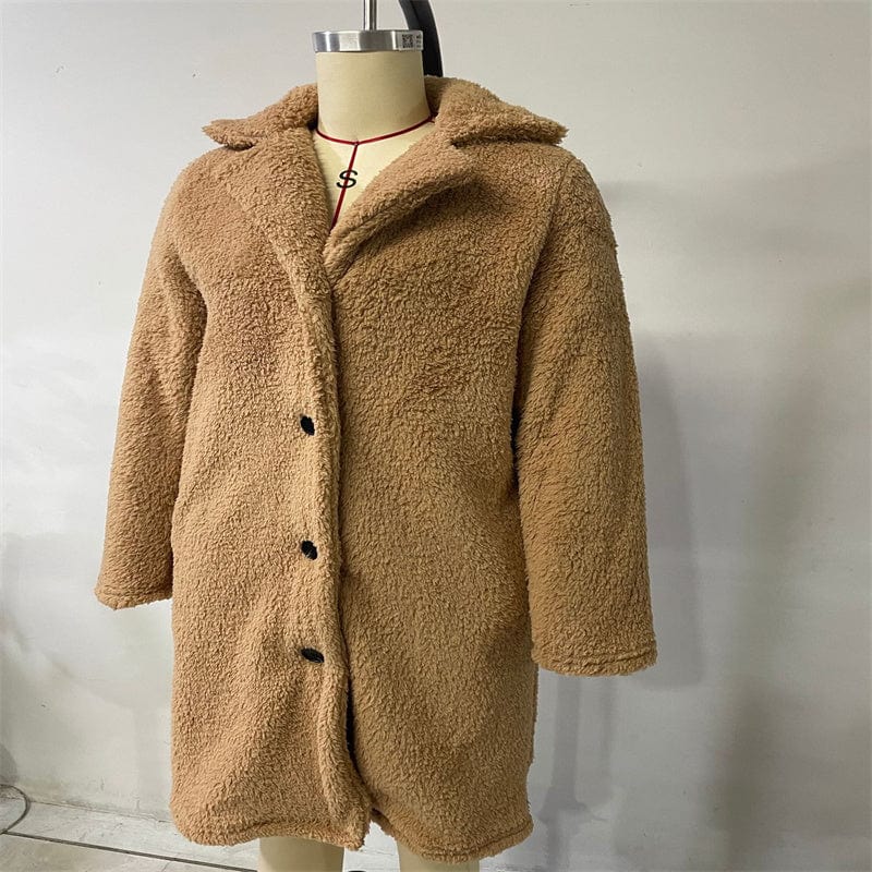 Premium Long Sleeve Lapel Coat Lamb Wool Large Coat Women -  from Empire of LaTz - Only £24.99! Explore at Empire of LaTz