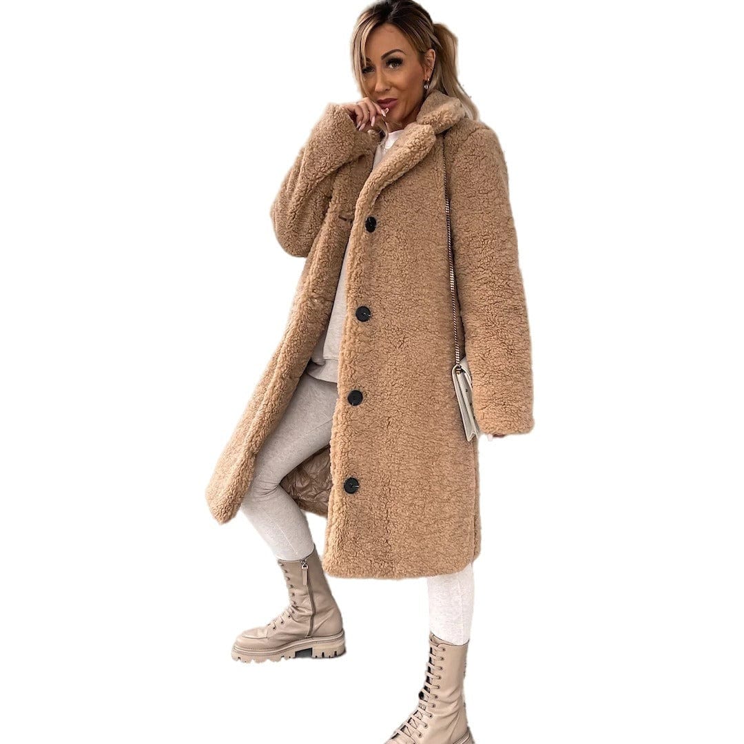 Premium Long Sleeve Lapel Coat Lamb Wool Large Coat Women -  from Empire of LaTz - Only £24.99! Explore at Empire of LaTz