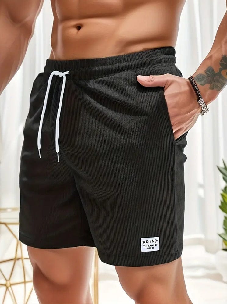 Empire of LaTz Men's Shorts 2XL / Black / 1PC Lace-up Drawstring Shorts Summer Corduroy Sports Short Pants Mens Clothing