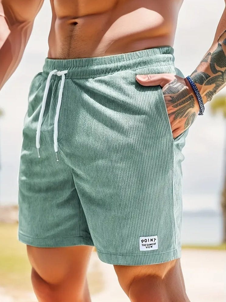 Empire of LaTz Men's Shorts 2XL / Green / 1PC Lace-up Drawstring Shorts Summer Corduroy Sports Short Pants Mens Clothing