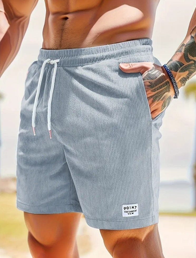 Empire of LaTz Men's Shorts 2XL / Light Gray / 1PC Lace-up Drawstring Shorts Summer Corduroy Sports Short Pants Mens Clothing