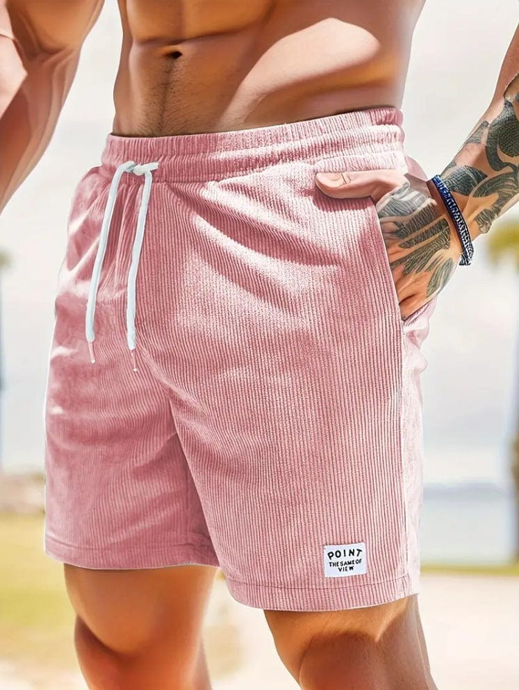 Empire of LaTz Men's Shorts 2XL / Pink / 1PC Lace-up Drawstring Shorts Summer Corduroy Sports Short Pants Mens Clothing