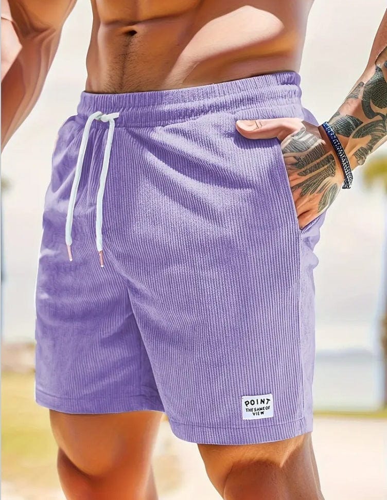 Empire of LaTz Men's Shorts 2XL / Purple / 1PC Lace-up Drawstring Shorts Summer Corduroy Sports Short Pants Mens Clothing