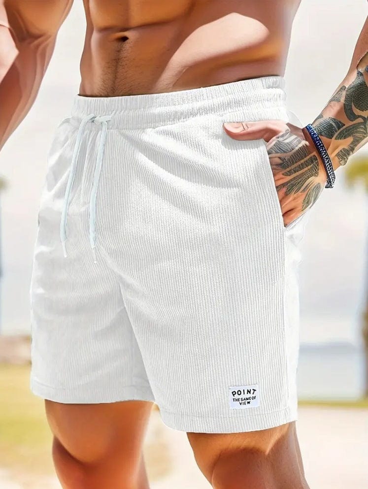 Empire of LaTz Men's Shorts 2XL / White / 1PC Lace-up Drawstring Shorts Summer Corduroy Sports Short Pants Mens Clothing