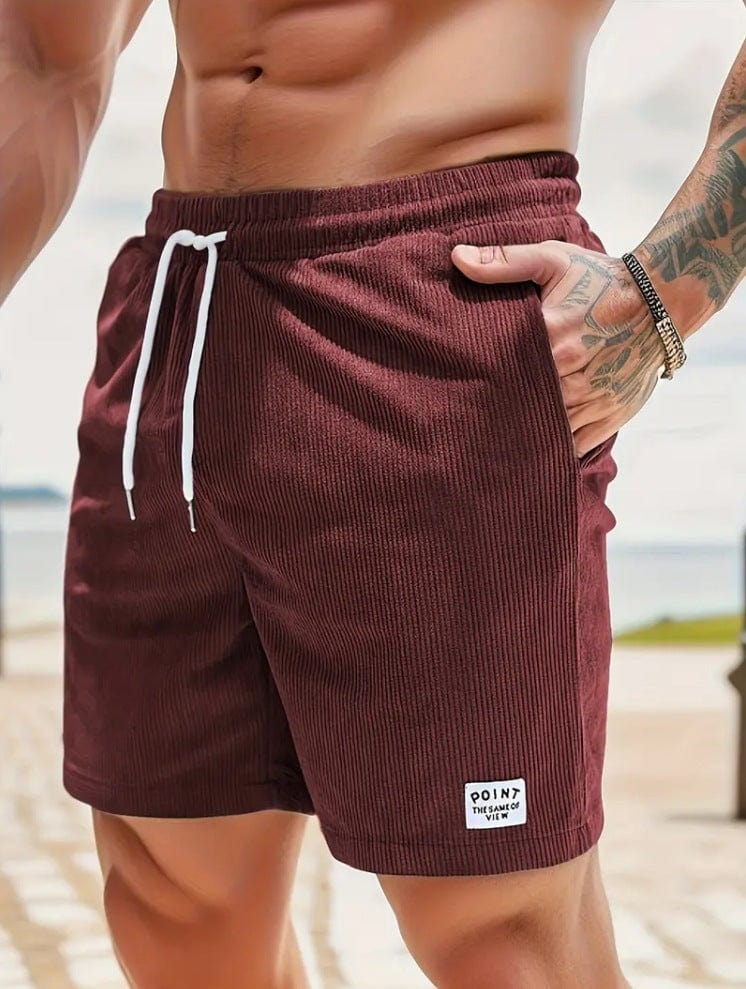 Empire of LaTz Men's Shorts 2XL / Wine Red / 1PC Lace-up Drawstring Shorts Summer Corduroy Sports Short Pants Mens Clothing