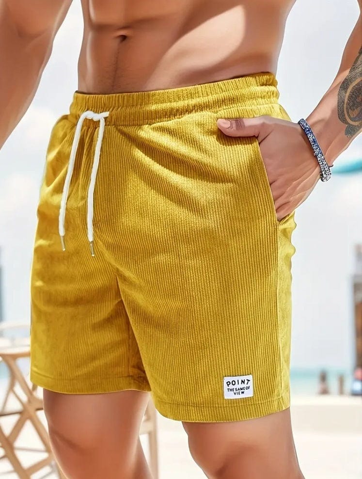 Empire of LaTz Men's Shorts 2XL / Yellow / 1PC Lace-up Drawstring Shorts Summer Corduroy Sports Short Pants Mens Clothing