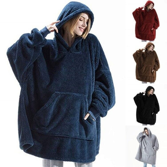 Premium Hoodie Sweatshirt With Big Pocket Tops Sweater Comfortable Loose Double-Sided Fleece Thicker Wearable Blanket - Pajamas from Empire of LaTz - Only £9.75! Explore at Empire of LaTz