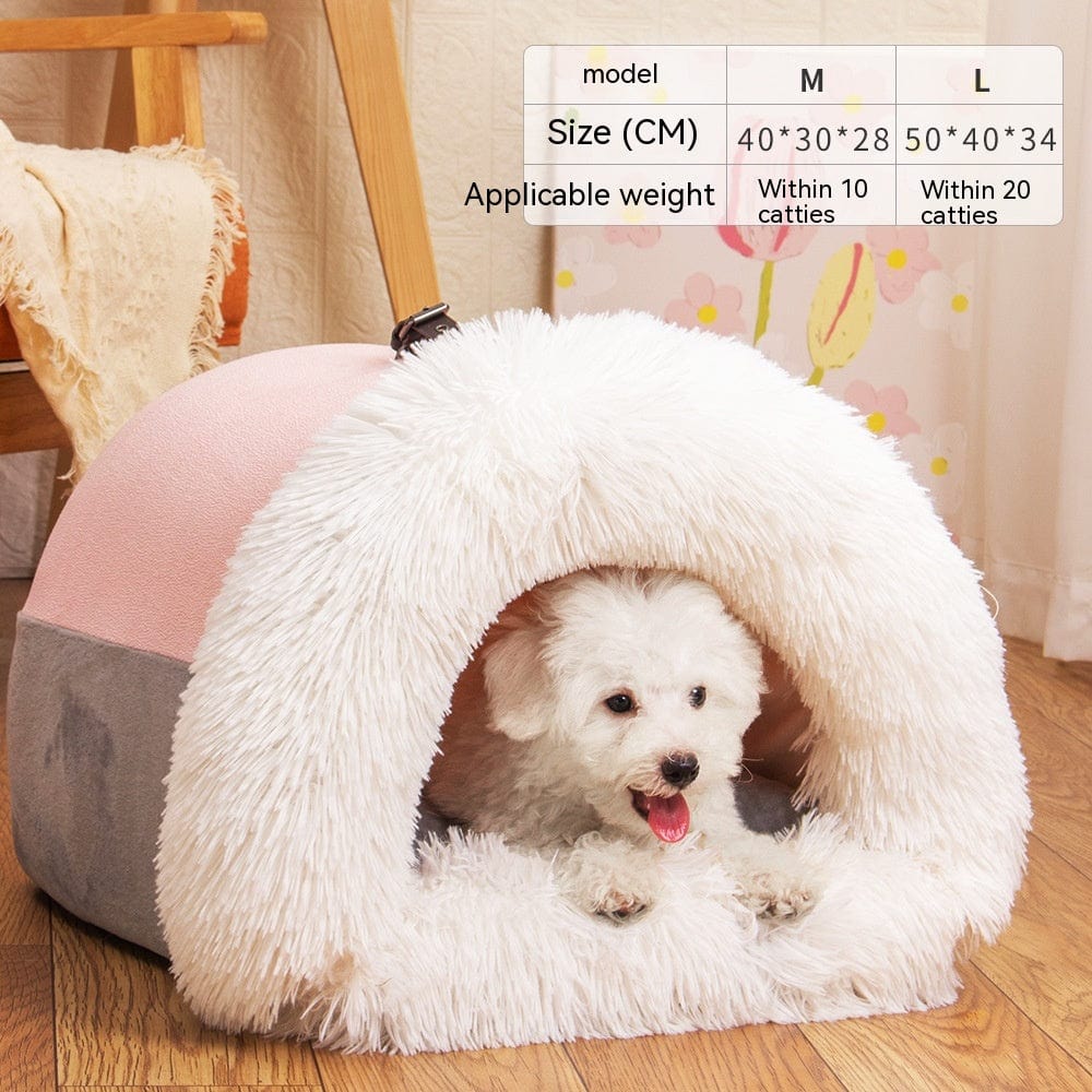 Empire of LaTz Pet Accessories Splicing Portable Pink / L New Splice Portable Pet Nest Portable Autumn And Winter Warm Dog Nest Moisture-proof Long Fur Cat Nest Cross Border Pet Nest