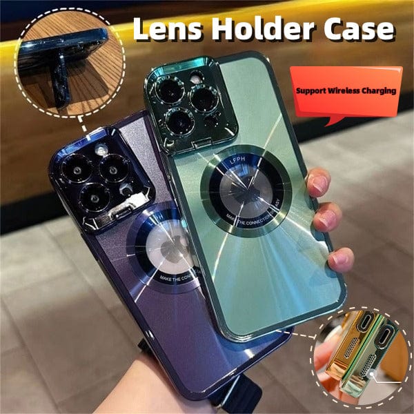 Premium Electroplated Phone Case Luxury Plating CD Pattern Magsafe Bracket Case For IPhone 12 13 14 Pro Max Invisible Camera Stand Holder Lens Holder Magnetic Suction - Phonecases from Empire of LaTz - Only £10! Explore at Empire of LaTz