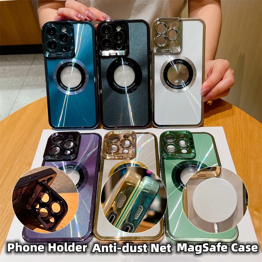 Premium Electroplated Phone Case Luxury Plating CD Pattern Magsafe Bracket Case For IPhone 12 13 14 Pro Max Invisible Camera Stand Holder Lens Holder Magnetic Suction - Phonecases from Empire of LaTz - Only £10! Explore at Empire of LaTz