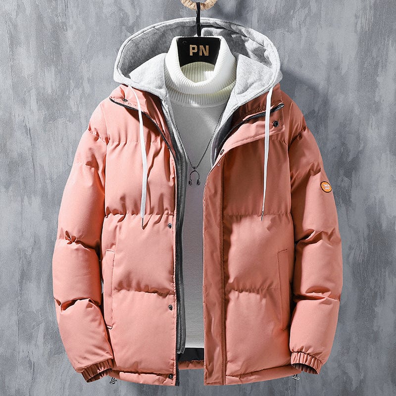 Premium Fashion Hooded Jacket Men Winter Windproof Thickened Fake Two-piece Coat Solid Leisure Sports Cotton Jacket -  from Empire of LaTz - Only £25! Explore at Empire of LaTz