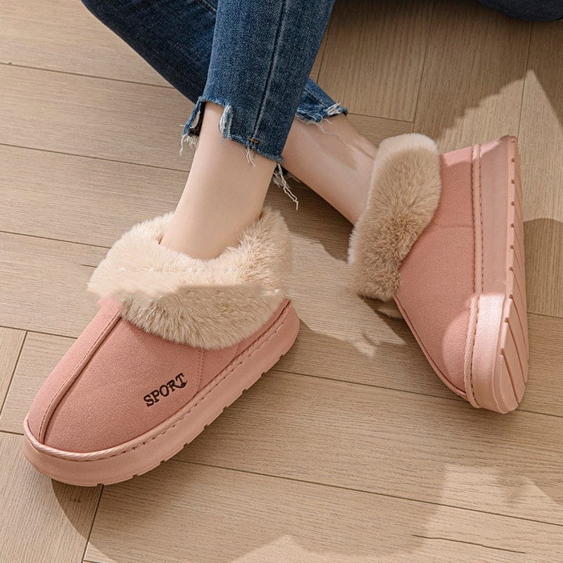 Empire of LaTz Pink / 36to37 Cozy Plush Soft Slippers Shoes For Women Non-Slip Platform Shoes With Faux Fur Lining Mute Sole And Comfortable Fit For Indoor Wear