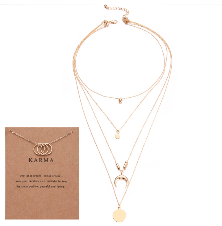 Premium Multi-layer Moon Pendant Necklaces for Women Bohemian Wafer Elegant Necklace - Ring/Necklace Set from Empire of LaTz - Only £7.53! Explore at Empire of LaTz