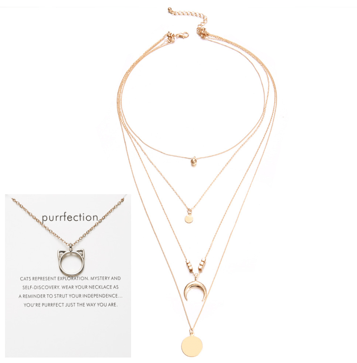 Premium Multi-layer Moon Pendant Necklaces for Women Bohemian Wafer Elegant Necklace - Ring/Necklace Set from Empire of LaTz - Only £7.53! Explore at Empire of LaTz