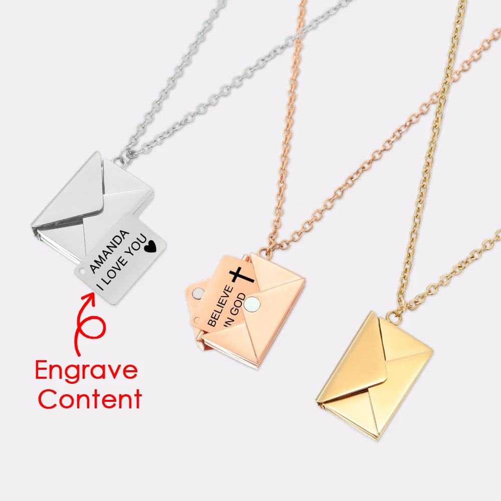 Premium Custom Text Love Letter Envelope Pendant Confession Locket Necklace Jewelry Special Gifts For Women Teens Girlfriend Wife Lover - Ring/Necklace Set from Empire of LaTz - Only £11.53! Explore at Empire of LaTz