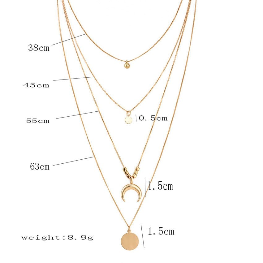 Premium Multi-layer Moon Pendant Necklaces for Women Bohemian Wafer Elegant Necklace - Ring/Necklace Set from Empire of LaTz - Only £7.53! Explore at Empire of LaTz