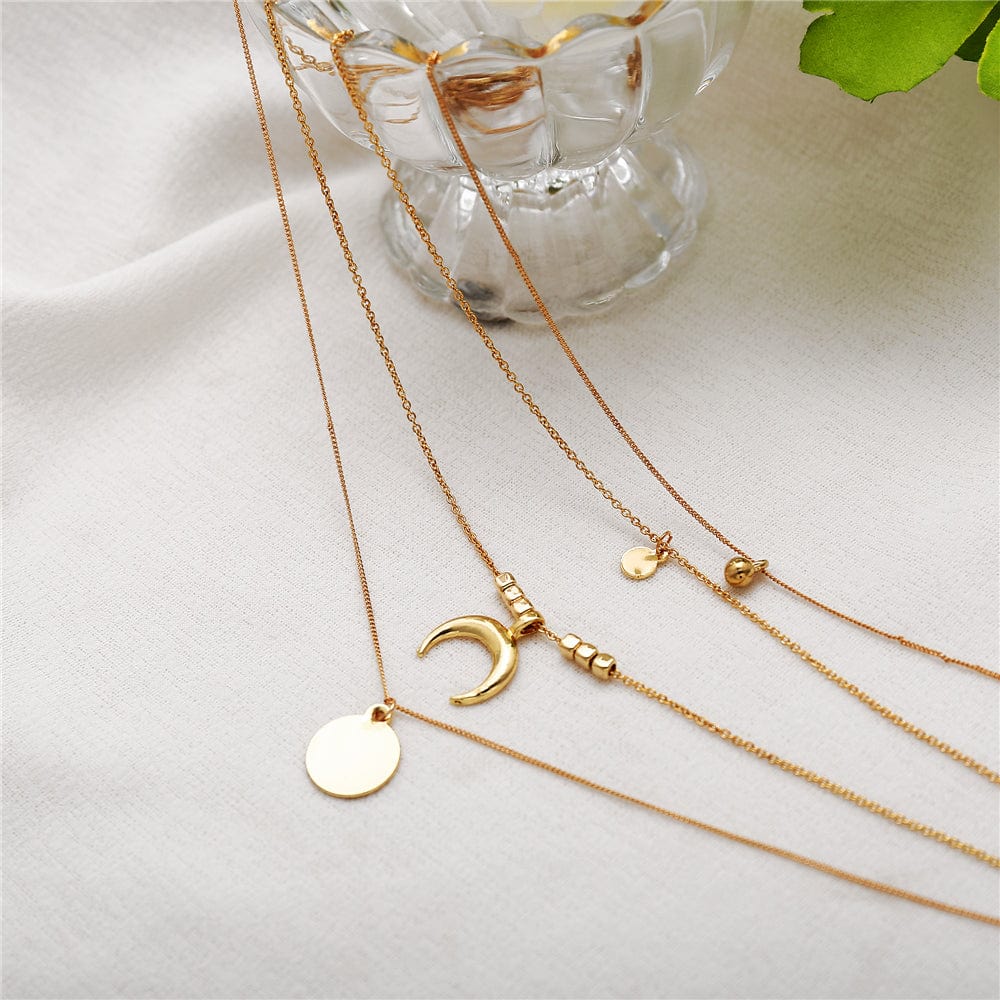 Premium Multi-layer Moon Pendant Necklaces for Women Bohemian Wafer Elegant Necklace - Ring/Necklace Set from Empire of LaTz - Only £7.53! Explore at Empire of LaTz