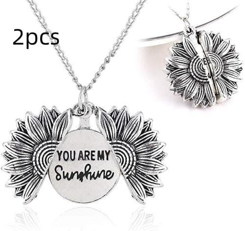 Empire of LaTz Ring/Necklace Set White / 2PCS You Are My Sunshine Sunflower Necklace Women Men