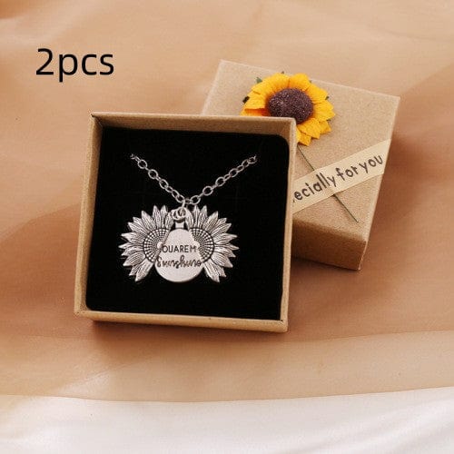 Empire of LaTz Ring/Necklace Set White with box / 2PCS You Are My Sunshine Sunflower Necklace Women Men