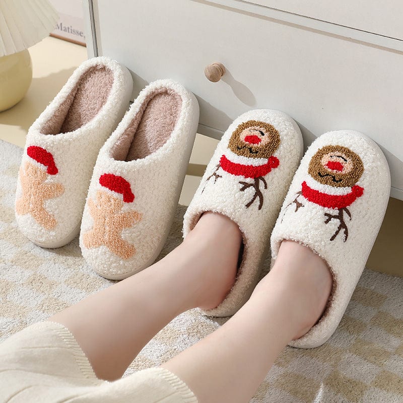 Premium Christmas Home Slippers Cute Cartoon Santa Claus Cotton Slippers For Women And Men Couples Winter Warm Furry Shoes - Slippers from Empire of LaTz - Only £18! Explore at Empire of LaTz