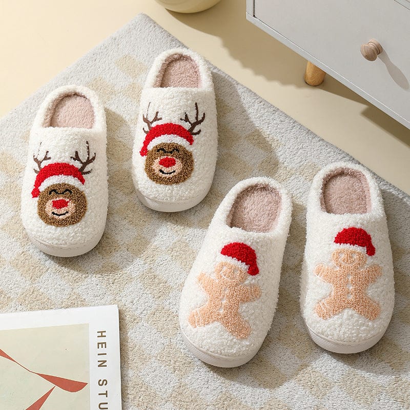 Premium Christmas Home Slippers Cute Cartoon Santa Claus Cotton Slippers For Women And Men Couples Winter Warm Furry Shoes - Slippers from Empire of LaTz - Only £18! Explore at Empire of LaTz