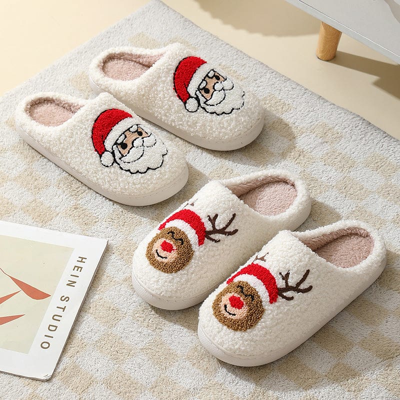 Premium Christmas Home Slippers Cute Cartoon Santa Claus Cotton Slippers For Women And Men Couples Winter Warm Furry Shoes - Slippers from Empire of LaTz - Only £18! Explore at Empire of LaTz