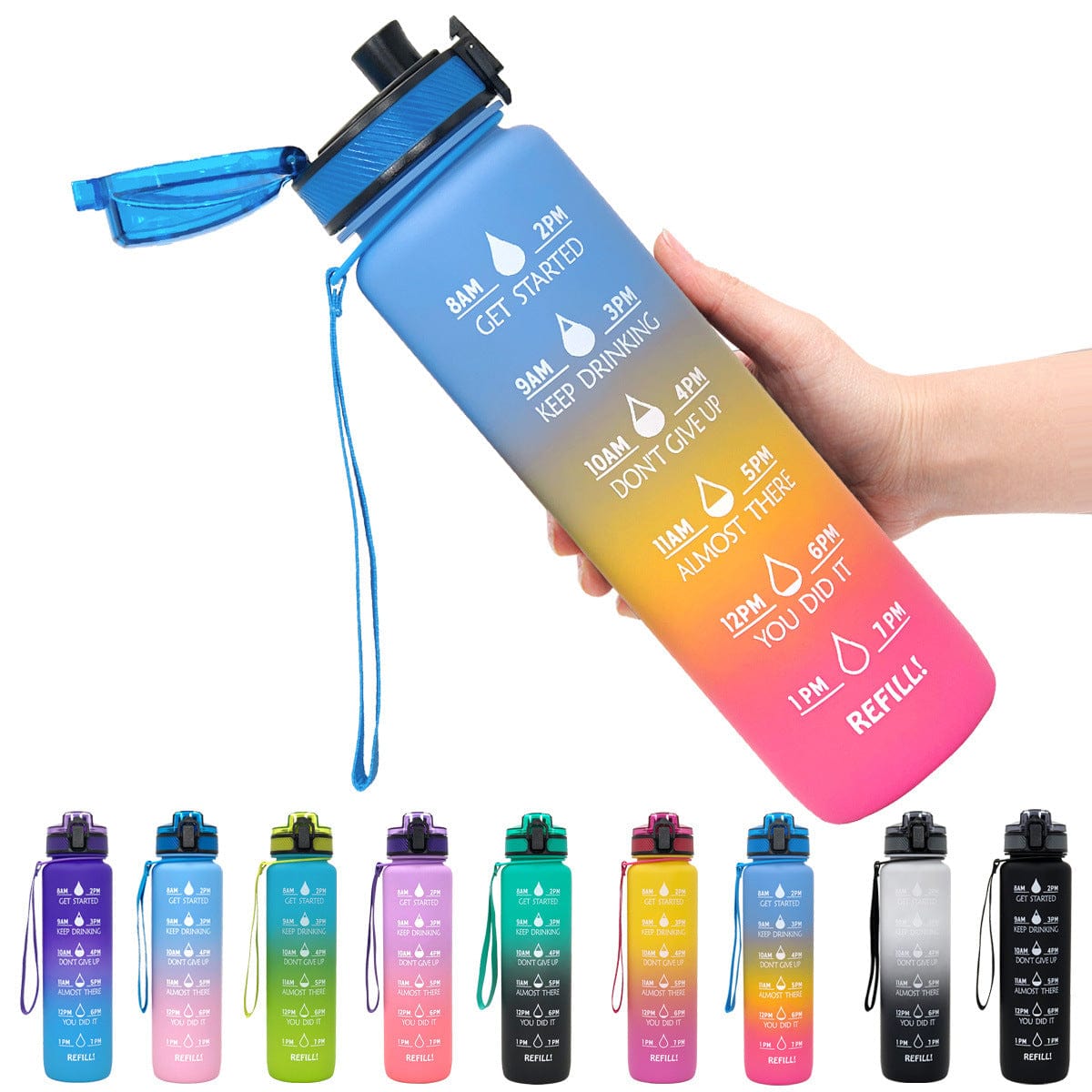 Empire of LaTz Slushy Cup 1L Tritan Water Bottle With Time Marker Bounce Cover Motivational Water Bottle Cycling Leakproof Cup For Sports Fitness Bottles