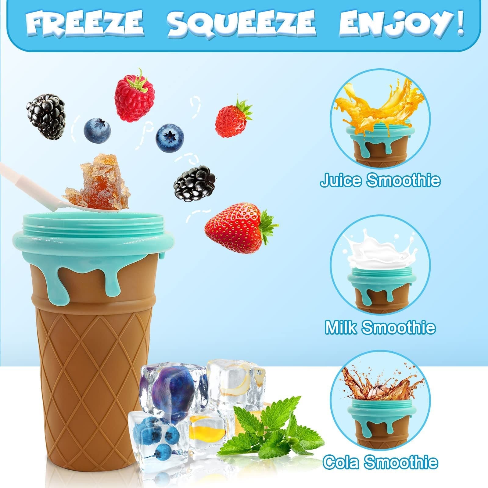 Premium 500ml Large Capacity Slushy Cup Summer Squeeze Homemade Juice Water Bottle Quick-Frozen Smoothie Sand Cup Pinch Fast Cooling Magic Ice Cream Slushy Maker Beker Kitchen Gadgets - Slushy Cup from Empire of LaTz - Only £20! Explore at Empire of LaTz