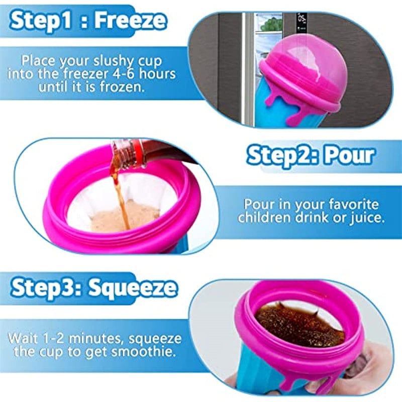 Premium 500ml Large Capacity Slushy Cup Summer Squeeze Homemade Juice Water Bottle Quick-Frozen Smoothie Sand Cup Pinch Fast Cooling Magic Ice Cream Slushy Maker Beker Kitchen Gadgets - Slushy Cup from Empire of LaTz - Only £20! Explore at Empire of LaTz