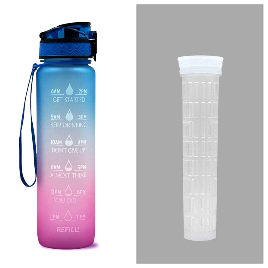 Empire of LaTz Slushy Cup Blue red gradient set / 1L 1L Tritan Water Bottle With Time Marker Bounce Cover Motivational Water Bottle Cycling Leakproof Cup For Sports Fitness Bottles