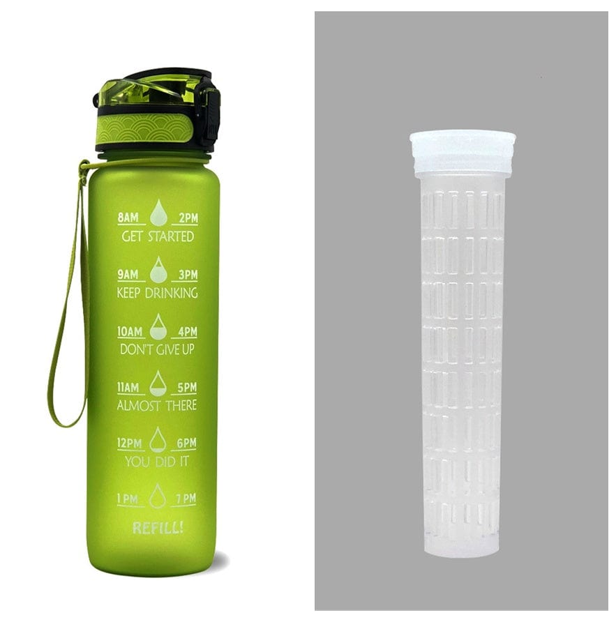 Empire of LaTz Slushy Cup Green set / 1L 1L Tritan Water Bottle With Time Marker Bounce Cover Motivational Water Bottle Cycling Leakproof Cup For Sports Fitness Bottles